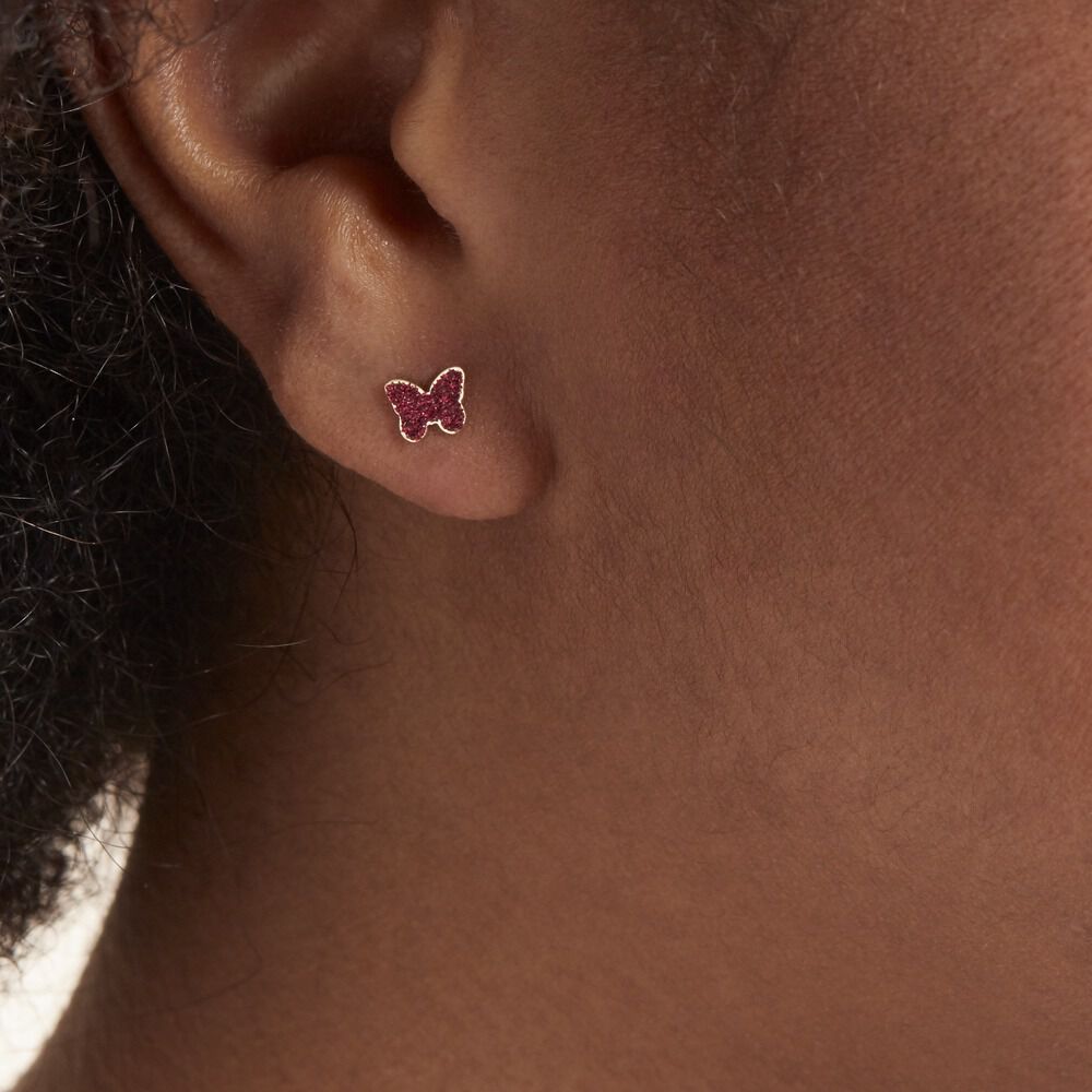 Boucles D'oreilles Puces Solena Papillon Or Jaune - Puces Enfant | Marc Orian