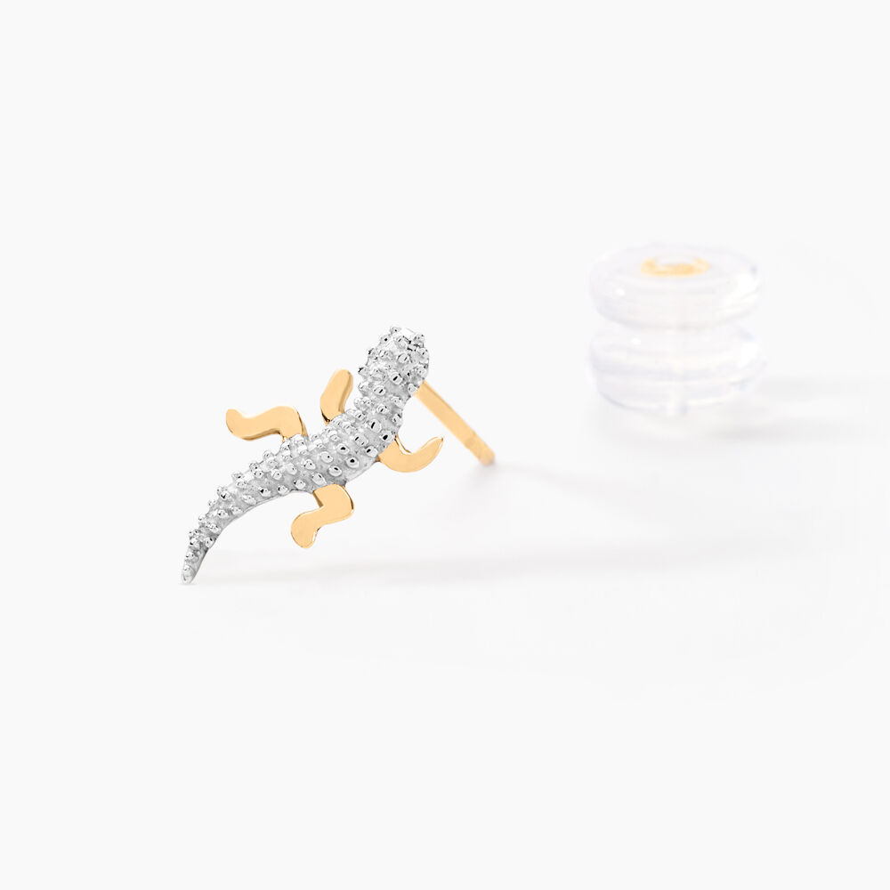 Boucles D'oreilles Puces Azzedine Salamandre Or Bicolore - Puces Femme | Marc Orian