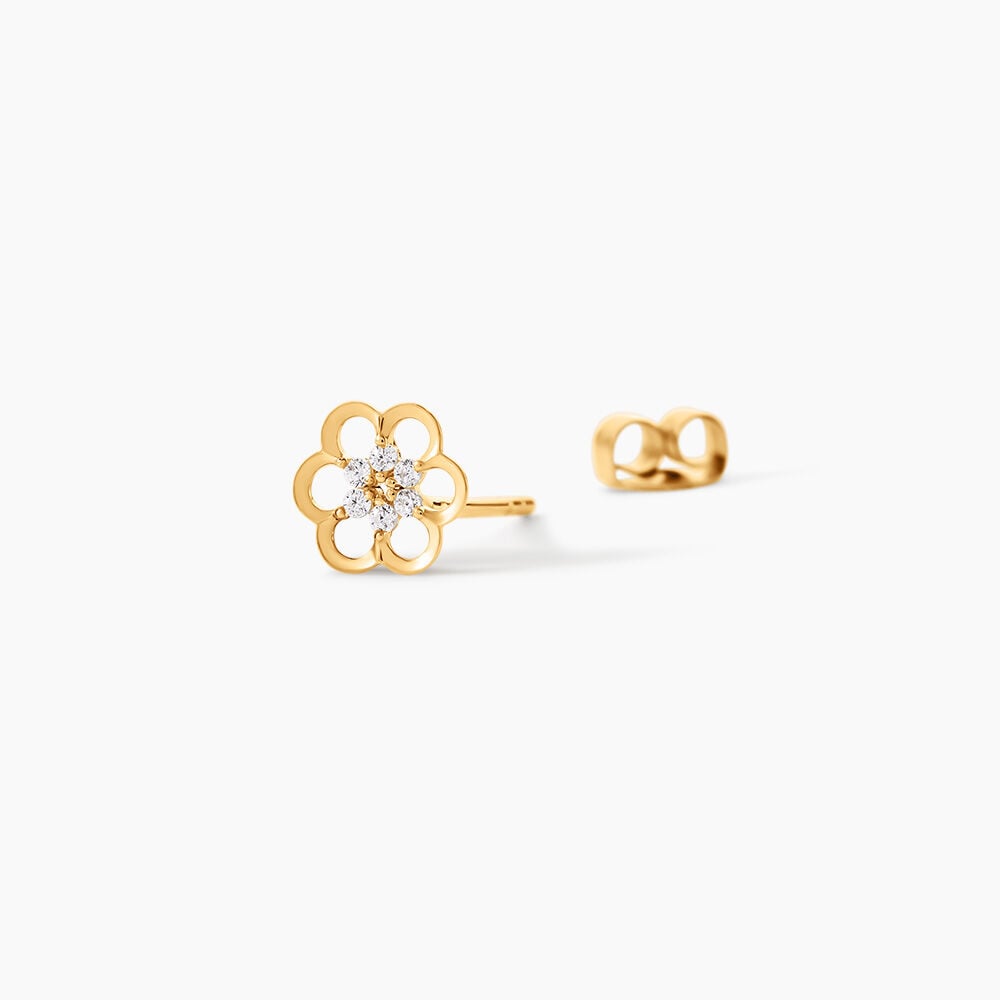 Boucles D'Oreilles Puces Philine Argent Dor&eacute; A L'Or 750/1000 Oxyde De Zirconium - Puces Enfant | Marc Orian