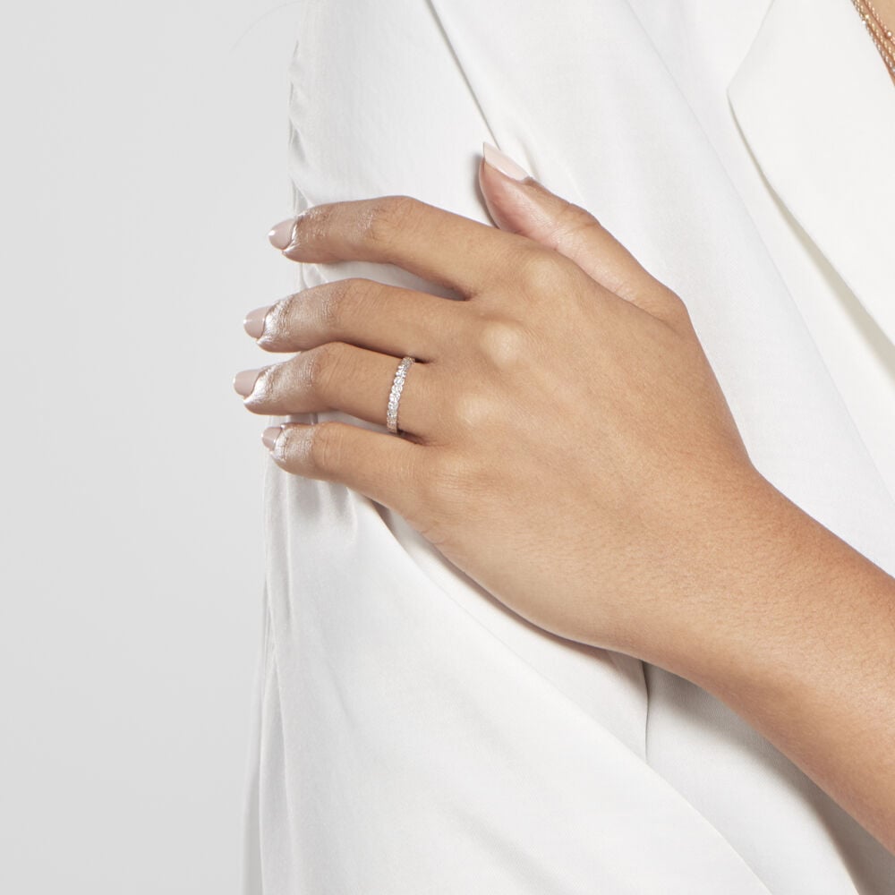 Alliance Dentelle 2 Rangs Diamantee Or Blanc - Alliances duo Femme | Marc Orian