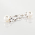 Boucles D'oreilles Pendantes Taissia Or Blanc Perle Culture Et Oxyde - Pendantes Femme | Marc Orian