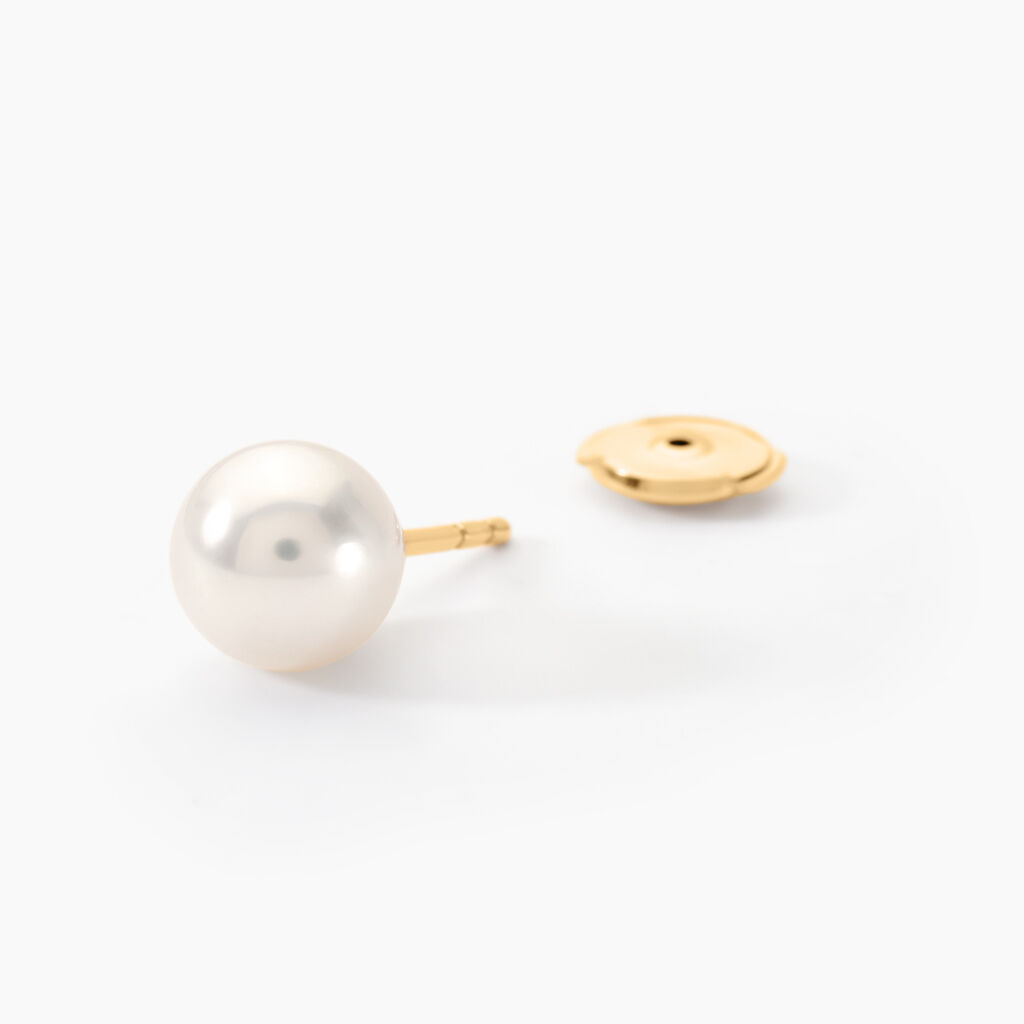 Boucles D'oreilles Puces Akoya Or Jaune Perle De Culture D'akoya - Clous d'oreilles Femme | Marc Orian
