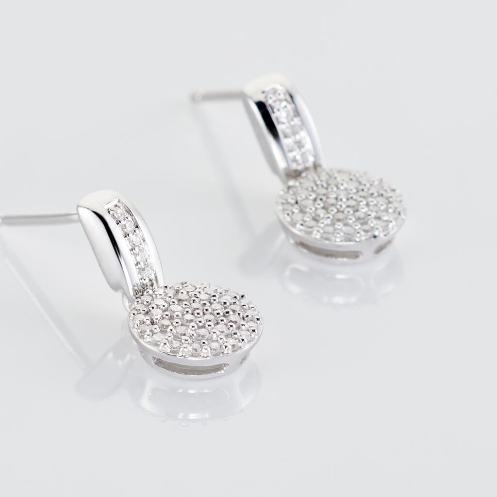 Boucles D'oreilles Pendantes Lisyae Or Blanc Diamant - Boucles d'oreilles Pendantes Femme | Marc Orian