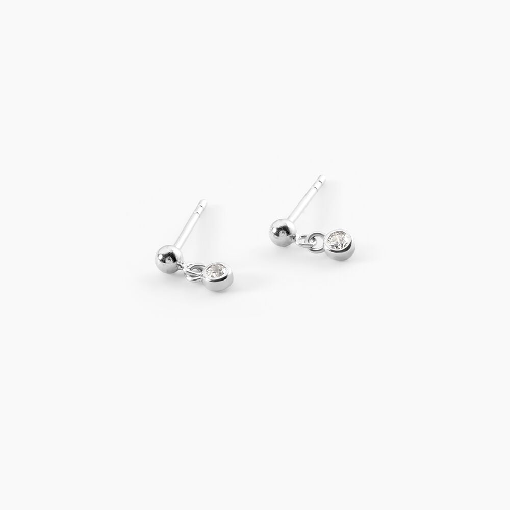 Boucles D'Oreilles Pendantes Fishke Argent Blanc Oxyde De Zirconium - Pendantes Femme | Marc Orian
