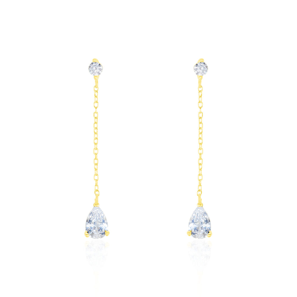 Boucles D'oreilles Pendantes Regane Or Jaune Oxyde De Zirconium - Pendantes Femme | Marc Orian