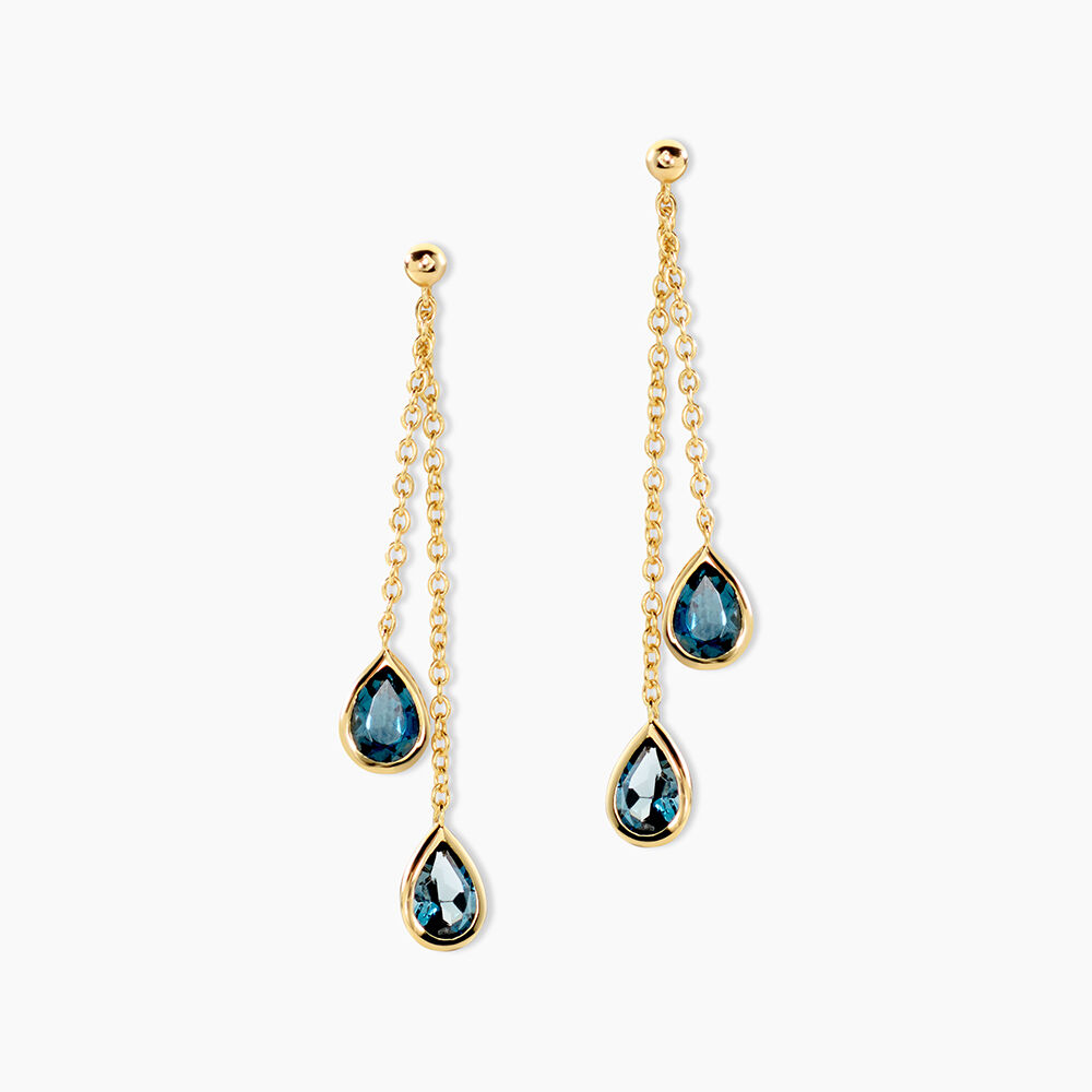 Boucles D'Oreilles Pendantes Carlyn Argent Dor&eacute; A L'Or 750/1000 Topaze - Pendantes Femme | Marc Orian