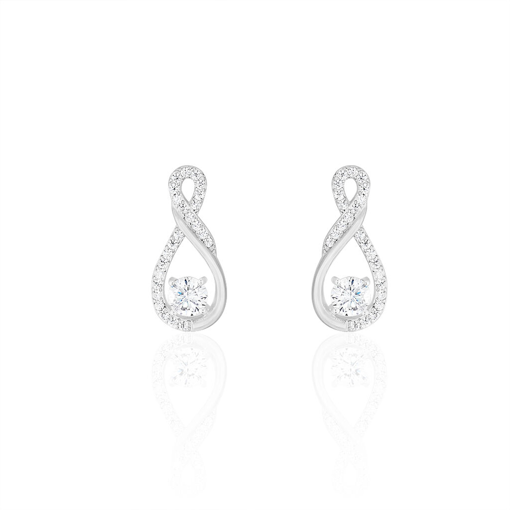 Boucles D'oreilles Puces Absa Argent Blanc Oxyde De Zirconium - Puces Femme | Marc Orian