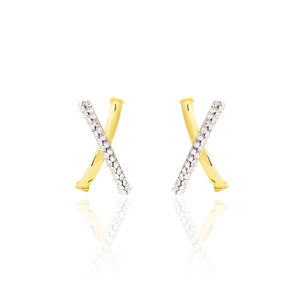 Créoles Bleona Croisees Or Jaune Strass - Créoles Femme | Marc Orian