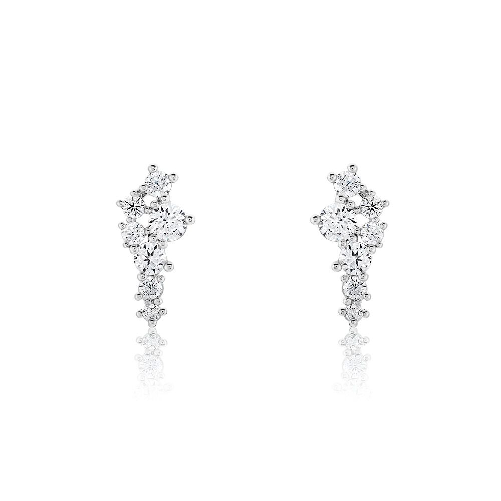 Boucles D'oreilles Puces Eden Argent Blanc Oxyde De Zirconium - Puces Femme | Marc Orian