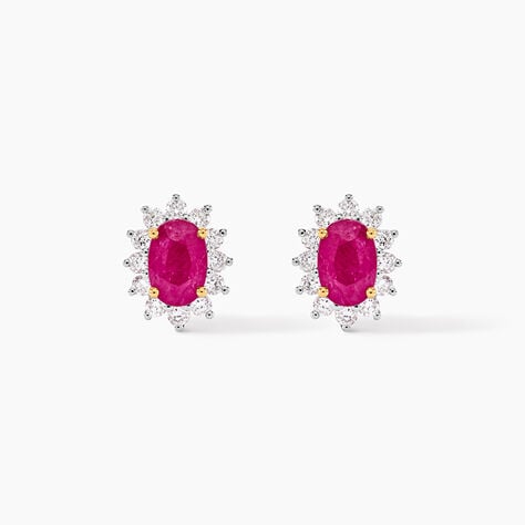 Boucles D'oreilles Or Jaune Rubis Diamants - Boucles d'oreilles mariage Femme | Marc Orian