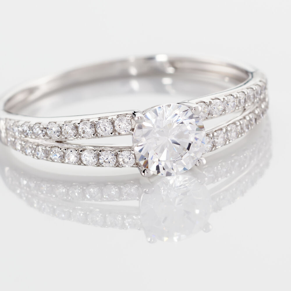 Bague Fina Or Blanc Oxyde De Zirconium - Solitaires Femme | Marc Orian