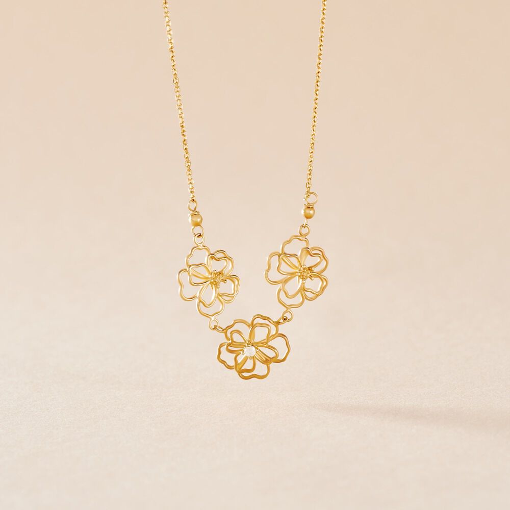 Collier Floraison Dor&eacute;e Or Jaune Oxyde De Zirconium - Colliers avec pierres Femme | Marc Orian