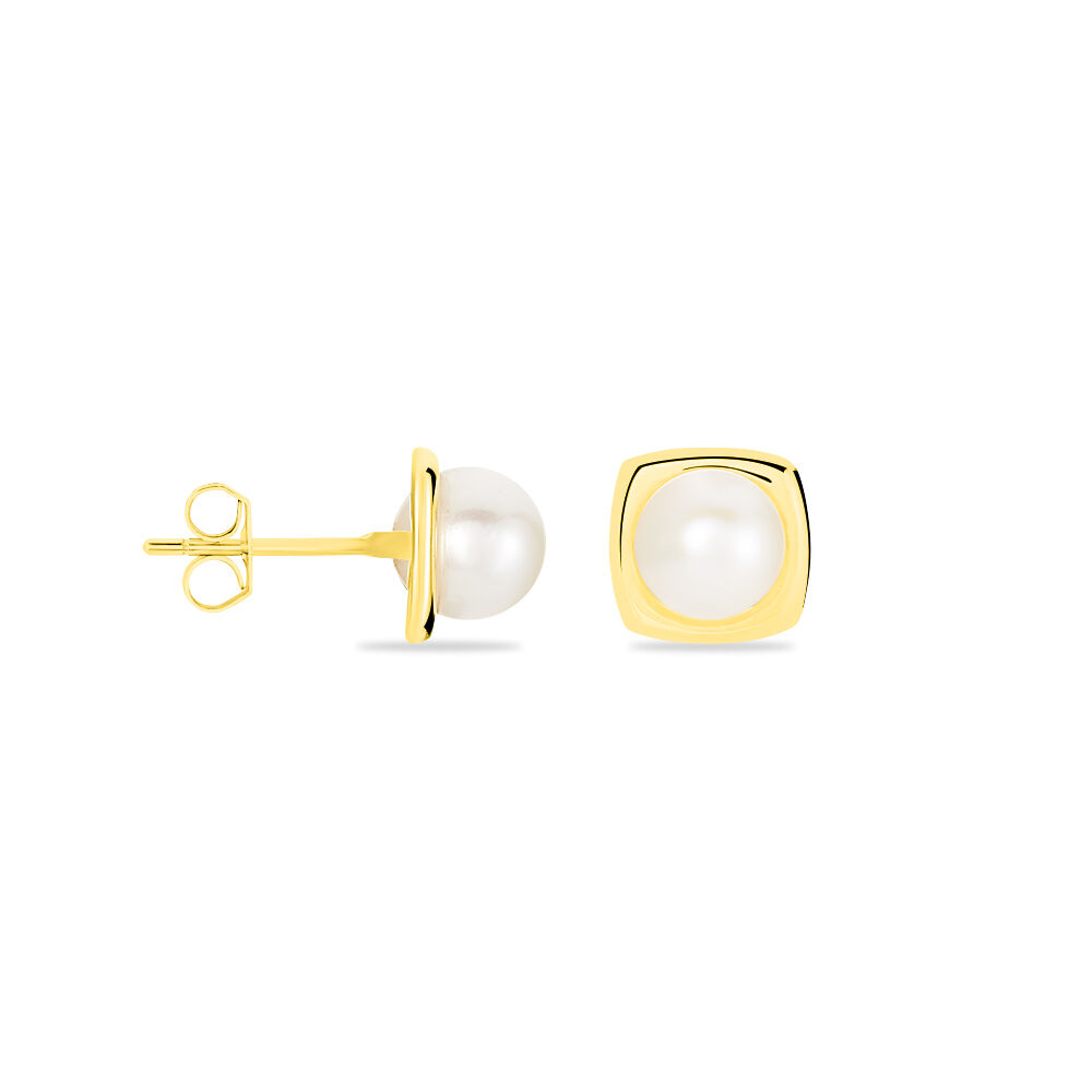 Boucles D'oreilles Puces Rhadia Or Jaune Perle De Culture - Puces Femme | Marc Orian
