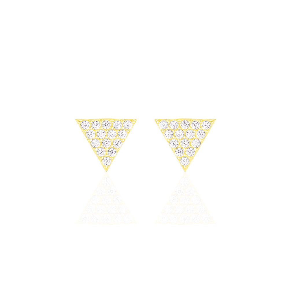 Boucles D'oreilles Puces Eloane Triangle Or Jaune Oxyde De Zirconium - Puces Femme | Marc Orian