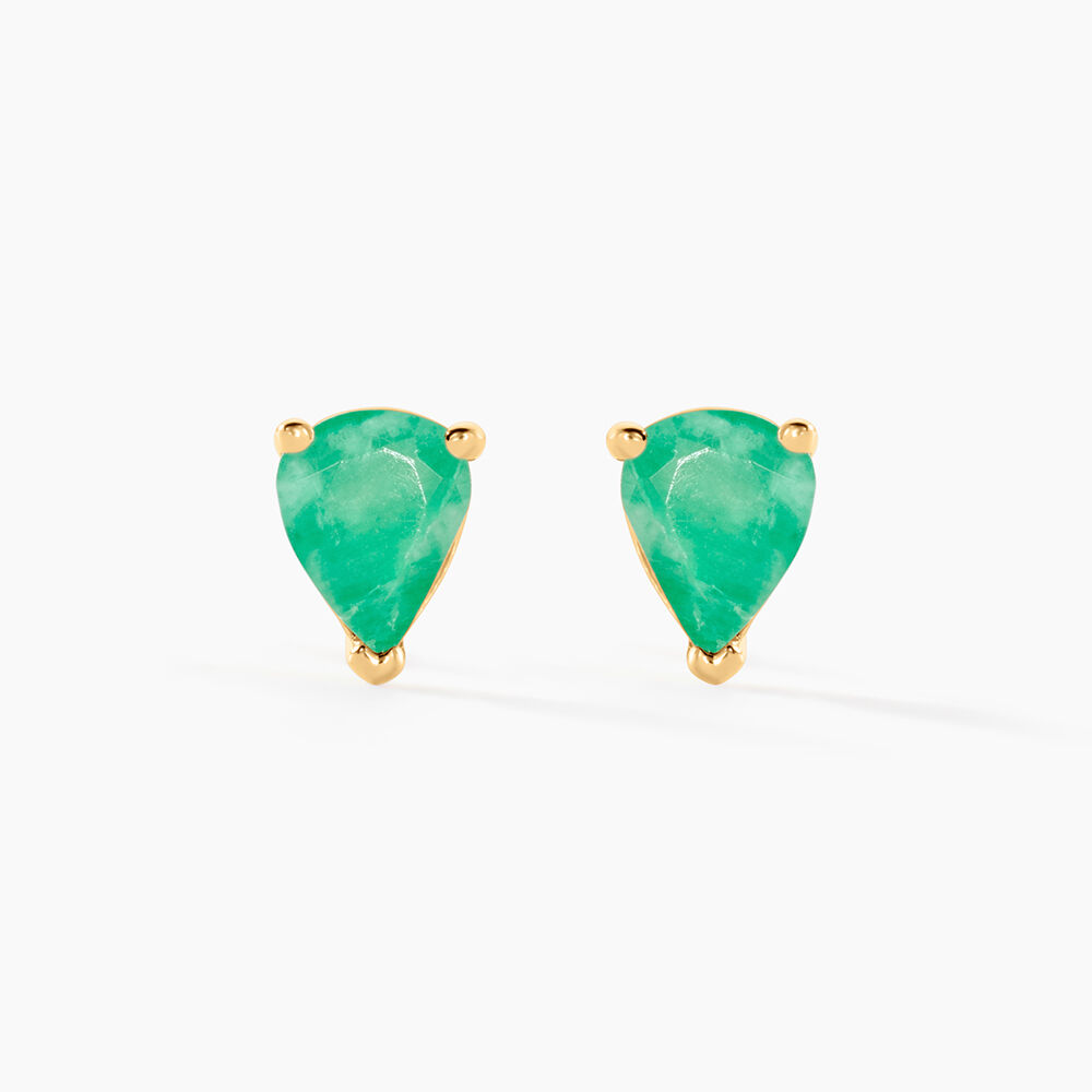 Boucles D'oreilles Puces Or Jaune Pluie D'Eclat Emeraude - Boucles d'oreilles mariage Femme | Marc Orian