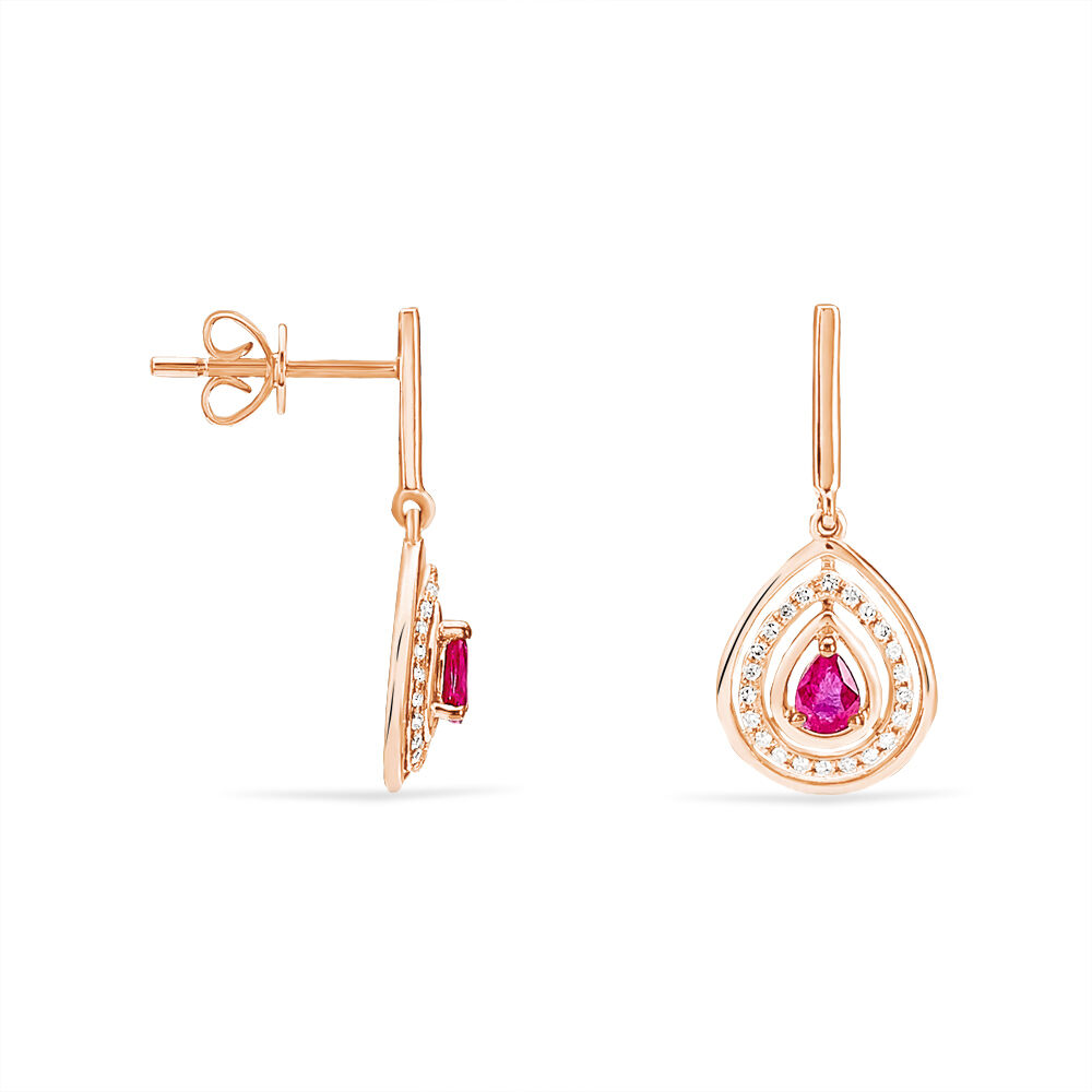 Boucles D'oreilles Pendantes Louise Or Rose Saphir Et Diamant - Pendantes Femme | Marc Orian
