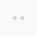 Boucles D'Oreilles Puces Mini Heart Argent Blanc Oxyde De Zirconium - Puces Femme | Marc Orian