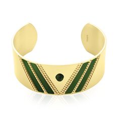 Bracelet Manchette Imagine Tamera Acier Jaune Malachite - Bracelets manchettes Femme | Marc Orian