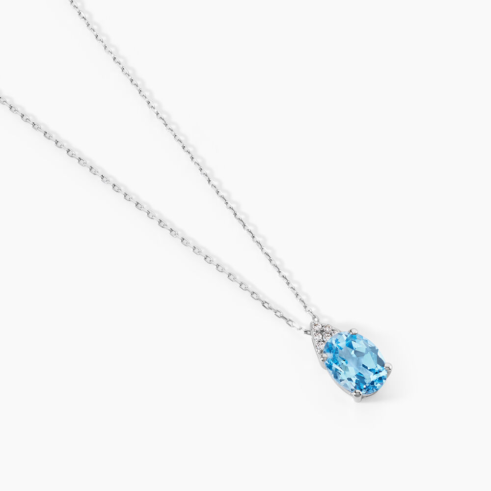 Collier Britney Or Blanc Topaze Et Oxyde De Zirconium - Colliers avec pierres Femme | Marc Orian