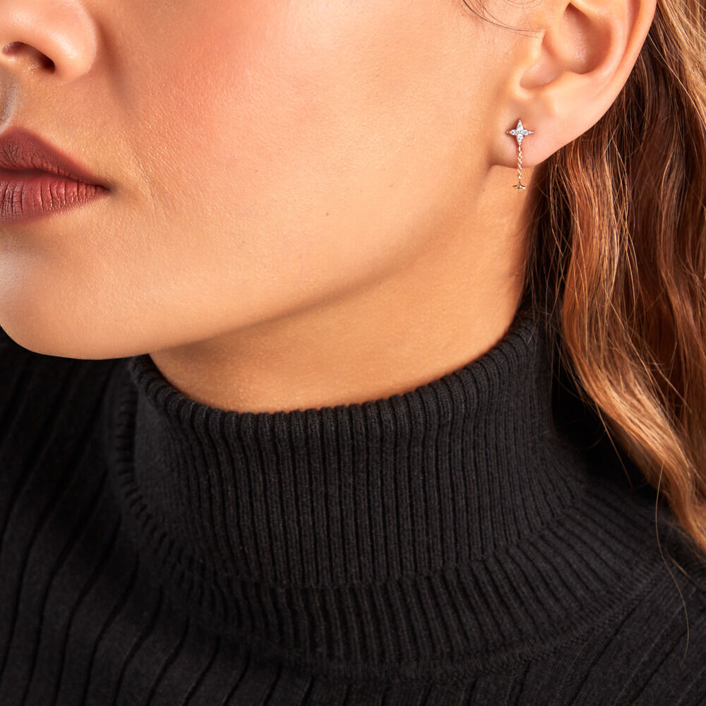 Bijoux D'oreilles Lumiere Or Jaune Oxyde De Zirconium - Pendantes Femme | Marc Orian