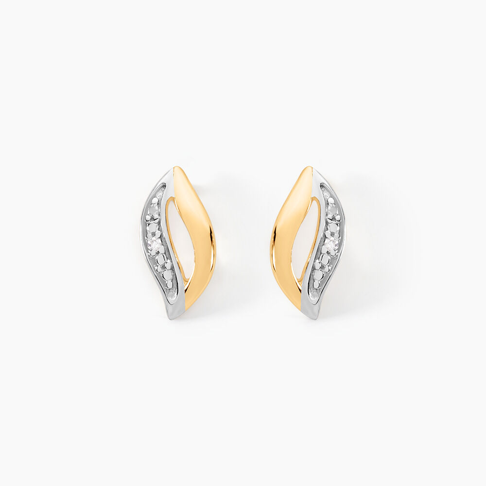Boucles D'oreilles Puces Smeralda Or Jaune Diamant - Puces Femme | Marc Orian