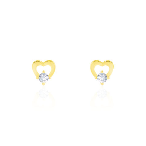 Boucles D'oreilles Puces Daria Cœur Or Jaune Oxyde De Zirconium - Puces Femme | Marc Orian