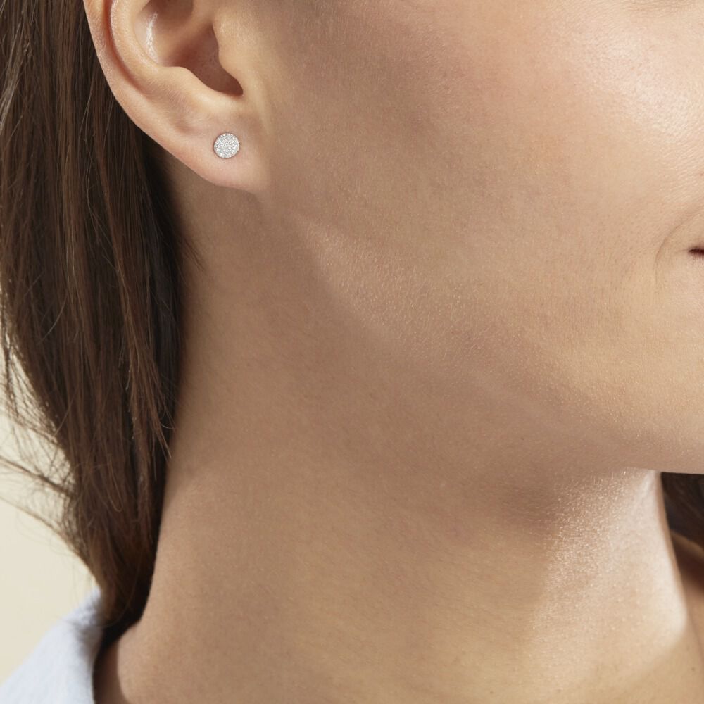 Boucles D'oreilles Puces Teani Or Jaune Diamant - Puces Femme | Marc Orian