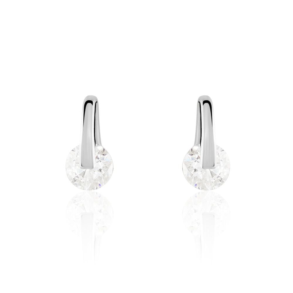 Boucles D'oreilles Pendantes Vera Argent Blanc Oxyde De Zirconium - Puces Femme | Marc Orian
