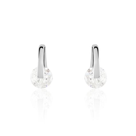 Boucles D'oreilles Pendantes Vera Argent Blanc Oxyde De Zirconium - Puces Femme | Marc Orian