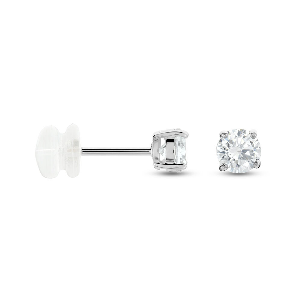 Boucles D'oreilles Puces Or Blanc Katherina Oxyde De Zirconium - Puces Femme | Marc Orian