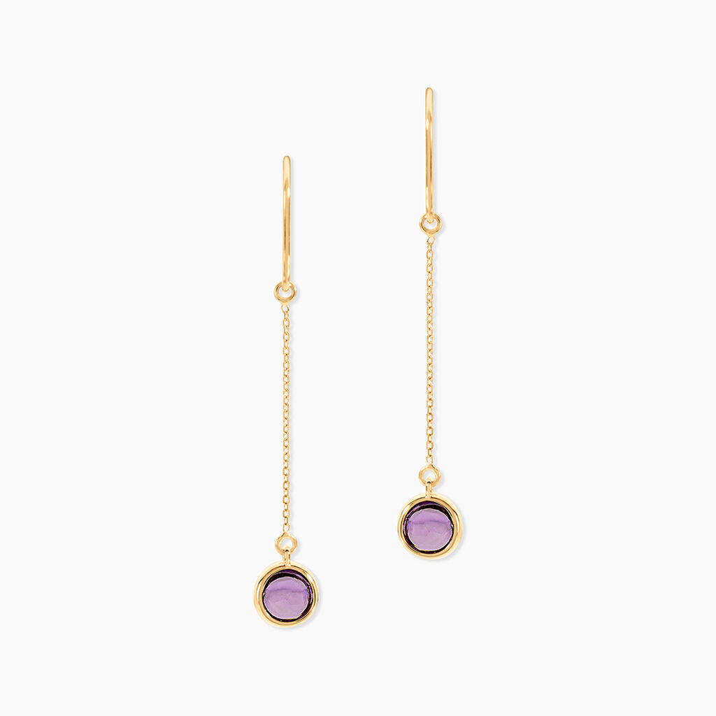 Boucles D'oreilles Pendantes Arenale Or Jaune Amethyste - Pendantes Femme | Marc Orian