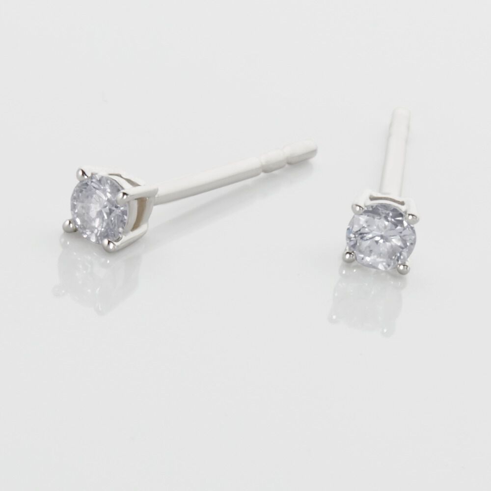 Boucles D'oreilles Puces Aphrodite Or Blanc Diamant - Puces Famille | Marc Orian