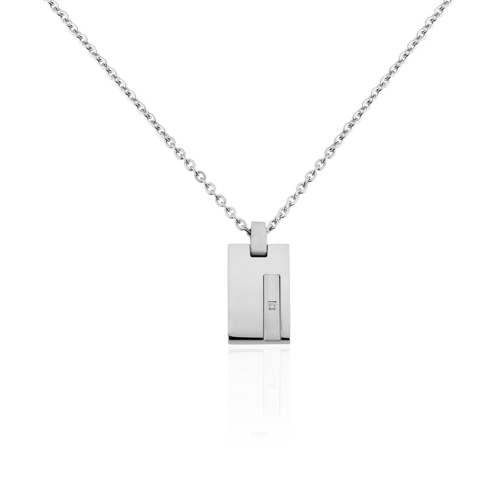 Collier Phebus Him Classique Acier Blanc Diamant - Colliers avec pierres Homme | Marc Orian