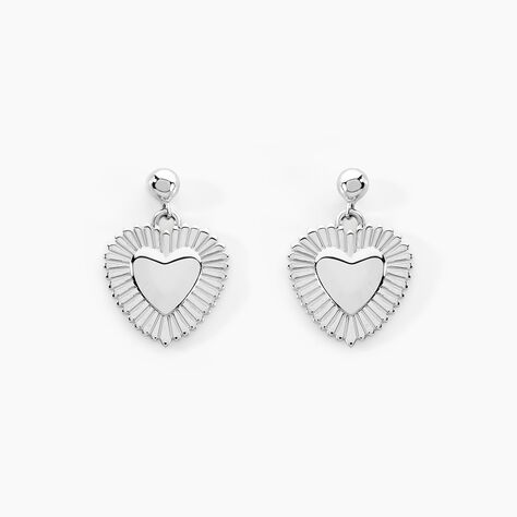 Boucles D'oreilles Pendantes C&oelig;ur Ardent Argent Blanc - Pendantes Femme | Marc Orian
