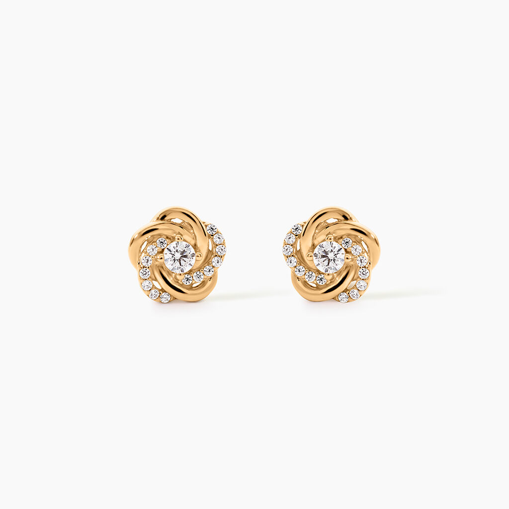 Boucles D'Oreilles Puces Moisette Plaqu&eacute; Or Jaune Oxyde De Zirconium - Puces Femme | Marc Orian