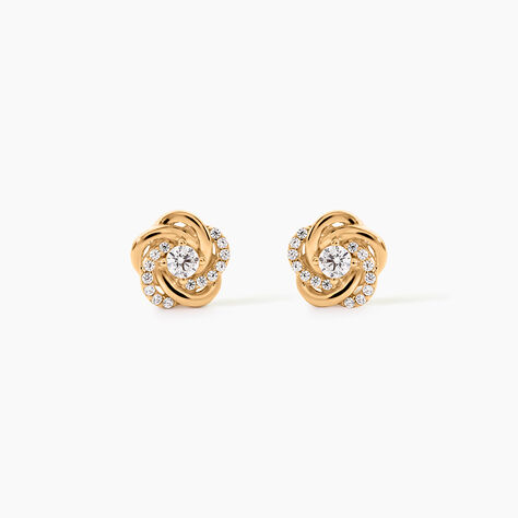 Boucles D'Oreilles Puces Moisette Plaqu&eacute; Or Jaune Oxyde De Zirconium - Puces Femme | Marc Orian