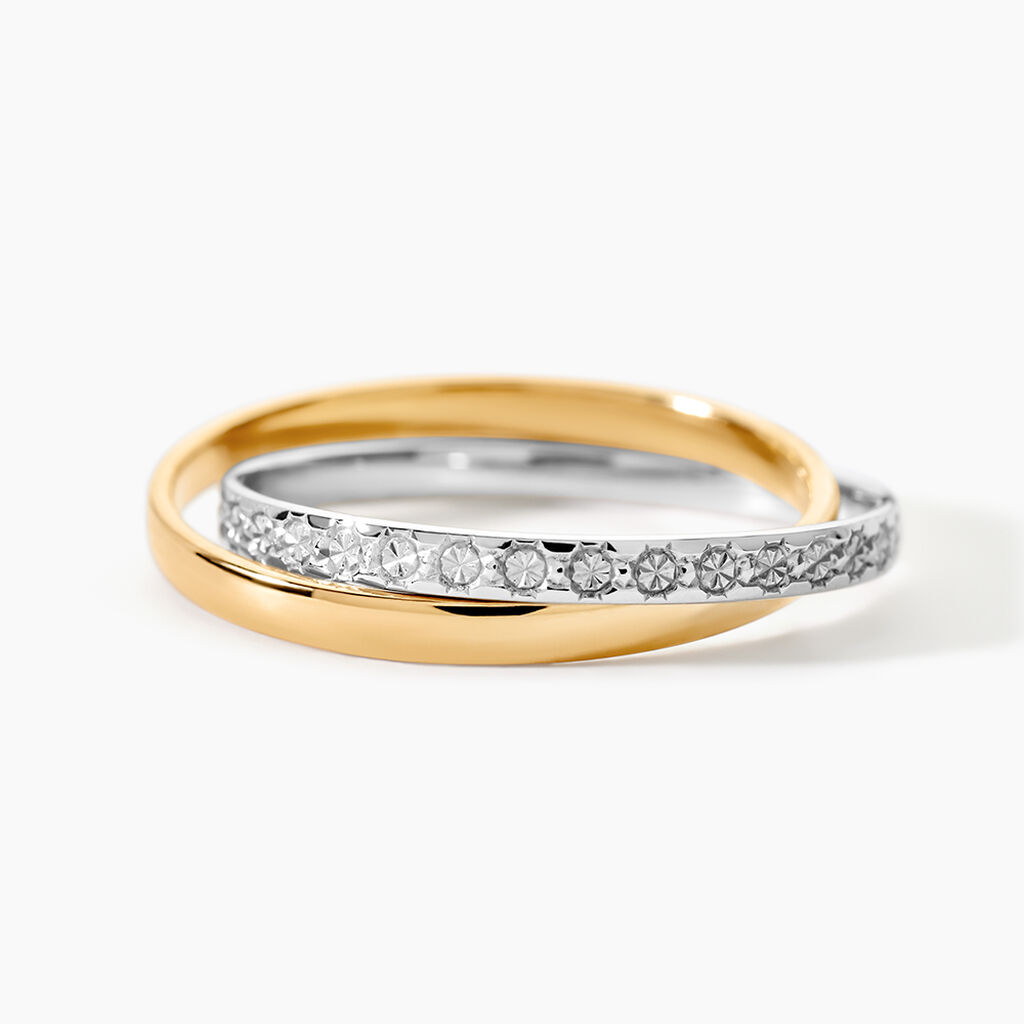 Alliance Double Anneaux Ruban Plat Or Bicolore - Alliances duo Unisex | Marc Orian