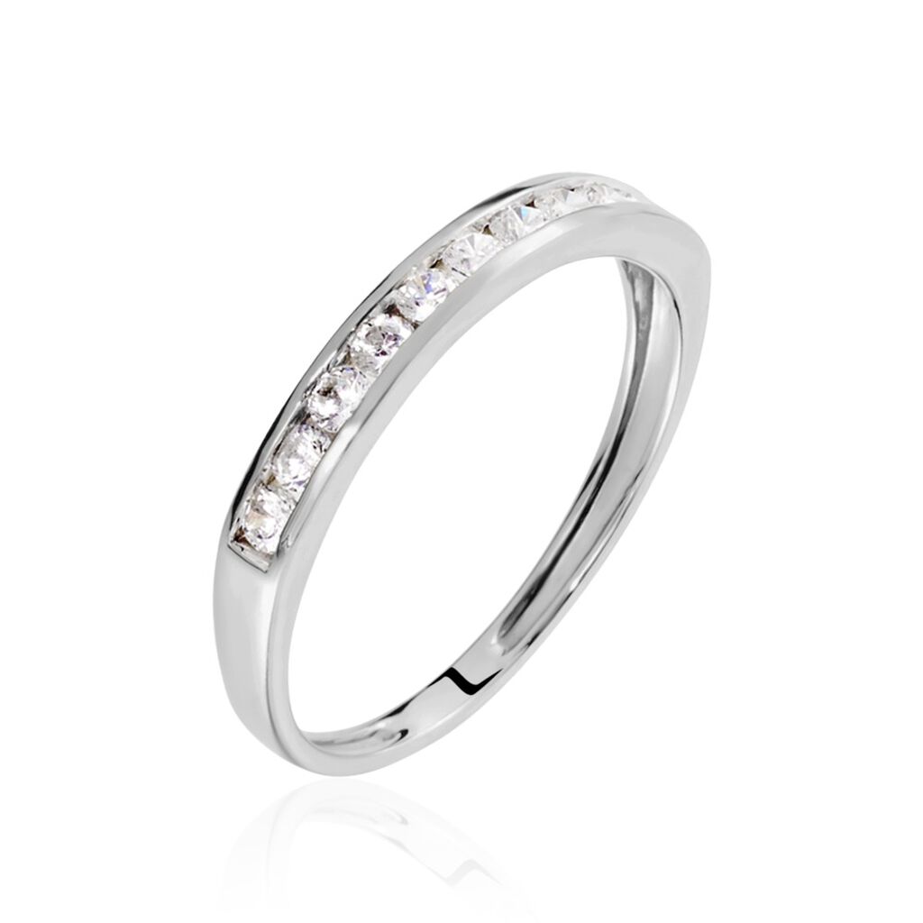 Demi Alliance Davila Or Blanc Oxyde - Alliances avec pierres Femme | Marc Orian
