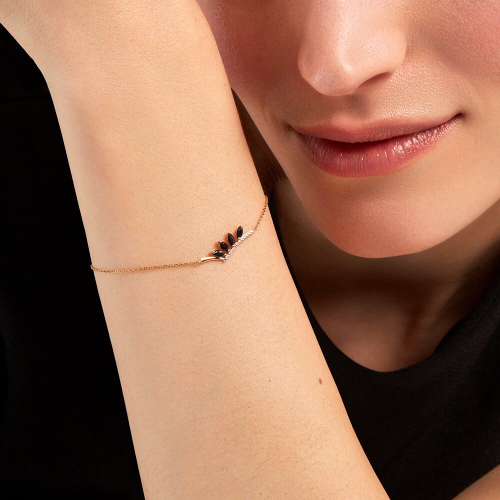 Bracelet Navette Or Jaune Saphir Diamant - Bracelets chaînes Femme | Marc Orian