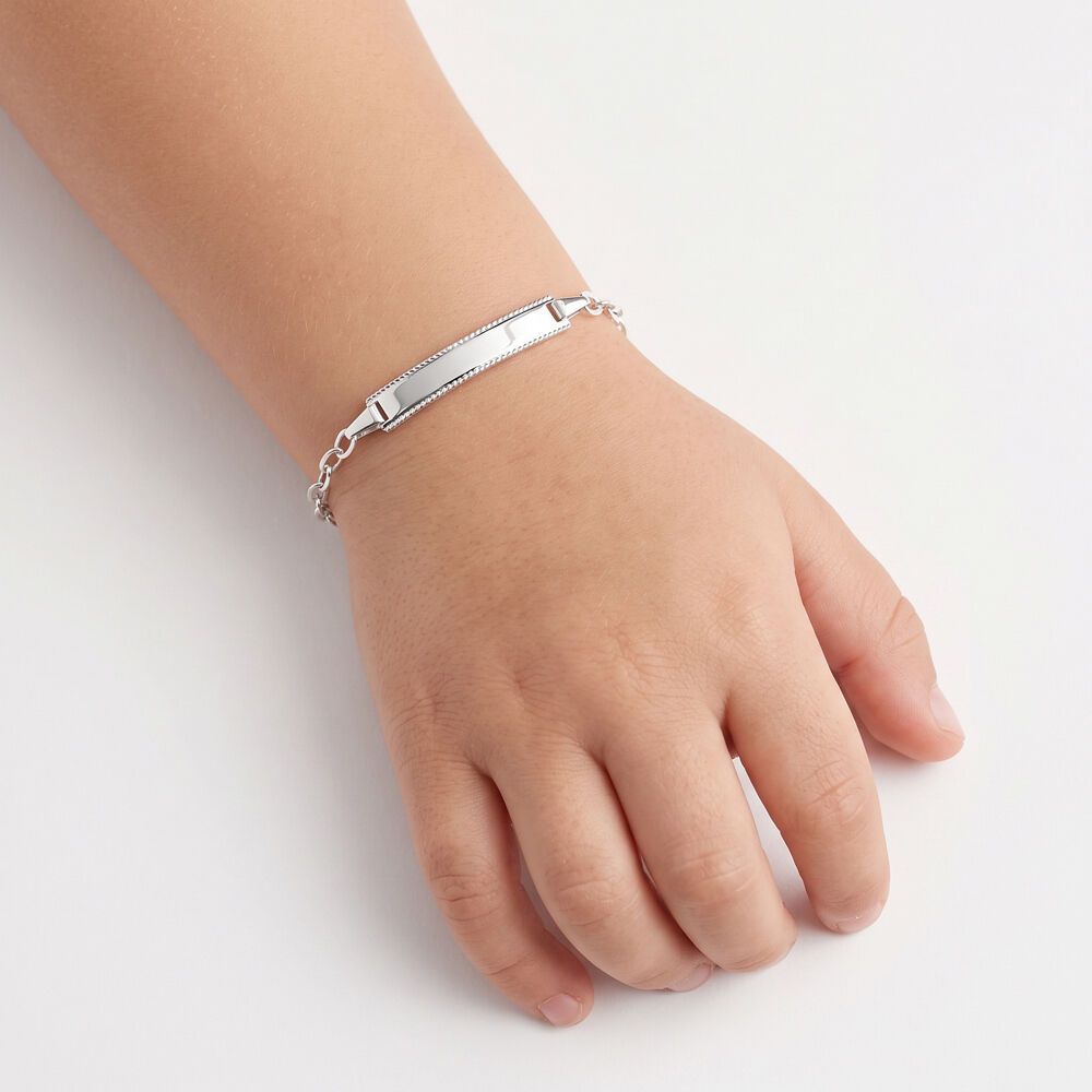 Bracelet Identit&eacute; Gaspardine Maille For&ccedil;at Or Blanc - Gourmettes Enfant | Marc Orian
