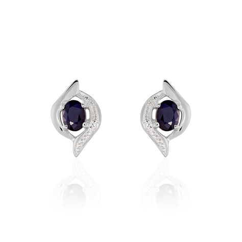 Boucles D'oreilles Puces Lydia Or Blanc Saphir - Clous d'oreilles Femme | Marc Orian