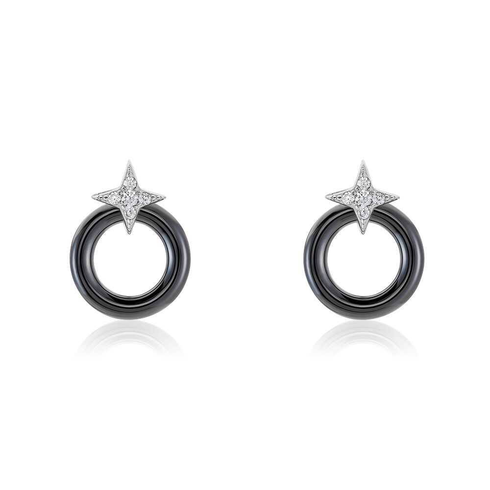 Boucles D'oreilles Pendantes Merelle Argent Blanc C&eacute;ramique Oxyde - Pendantes Femme | Marc Orian