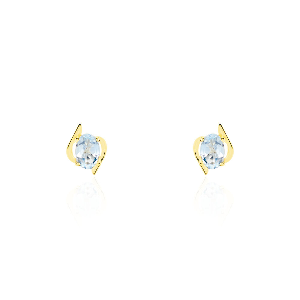 Boucles D'oreilles Puces Vrille Ovale Or Jaune Topaze - Puces Femme | Marc Orian