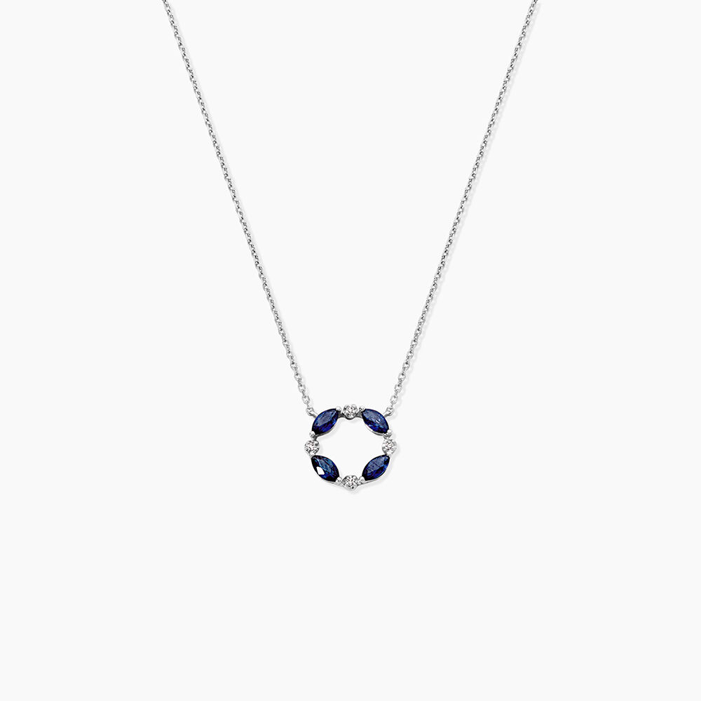 Collier Arlina Or Blanc Saphir Et Diamant - Colliers avec pierres Femme | Marc Orian