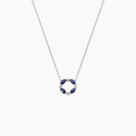 Collier Arlina Or Blanc Saphir Et Diamant - Colliers avec pierres Femme | Marc Orian