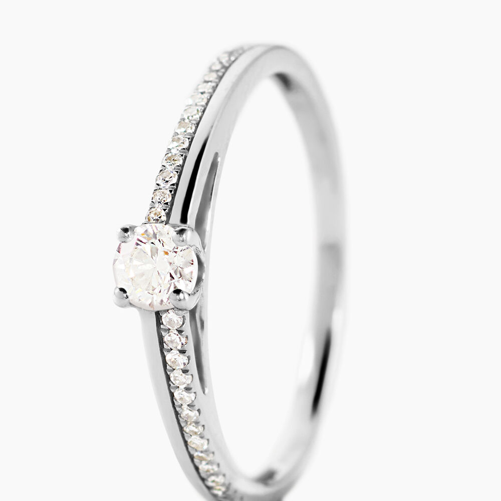 Bague Solitaire Alexandra Or Blanc Diamant - Parures de mariage Femme | Marc Orian