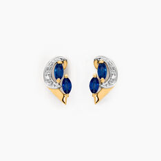 Boucles D'oreilles Puces Sakina Or Jaune Saphir Et Diamant Et Divers - Clous d'oreilles Femme | Marc Orian