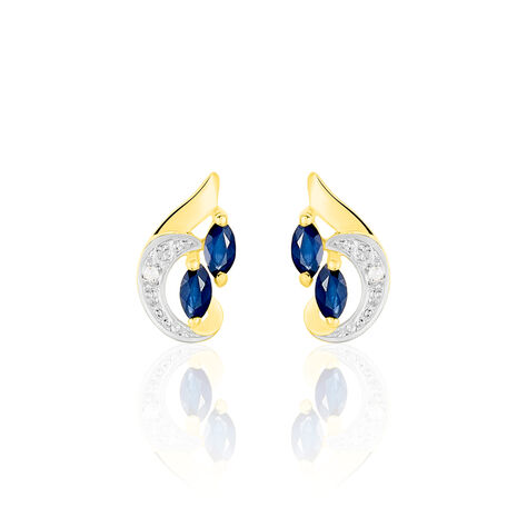 Boucles D'oreilles Puces Sakina Or Jaune Saphir Et Diamant Et Divers - Clous d'oreilles Femme | Marc Orian