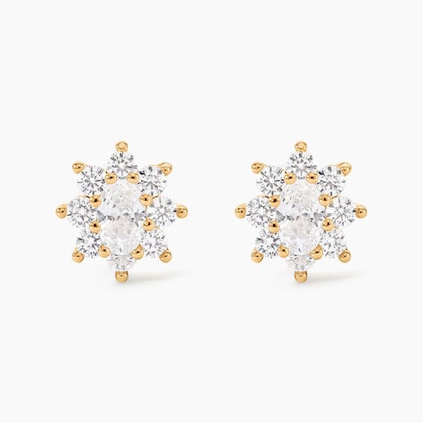 Boucles D'oreilles Puces Lisea Plaqu&eacute; Or Oxydes De Zirconium - Puces Femme | Marc Orian