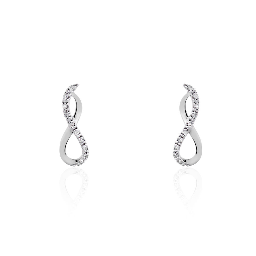 Boucles D'oreilles Puces Samy Or Blanc Diamant - Puces Femme | Marc Orian